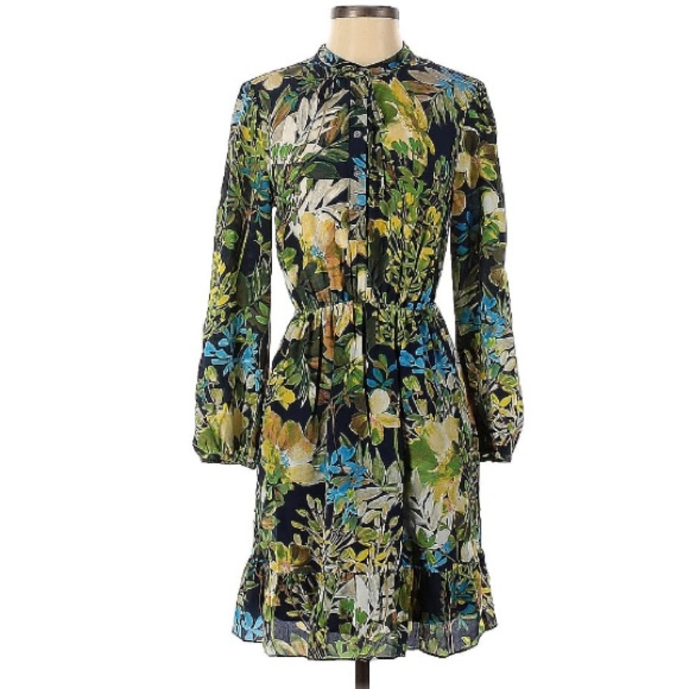 JCREW silk knee length floral dress